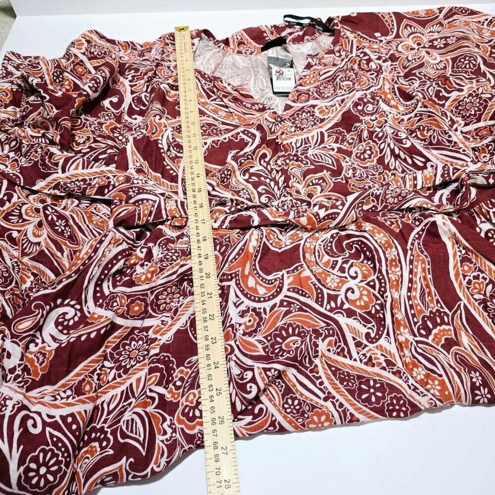 NWT Women's Plus Size 18 Paisley Charm Maxi Dress Marsala Red Puff Sleeve Boho - Picture 11 of 13